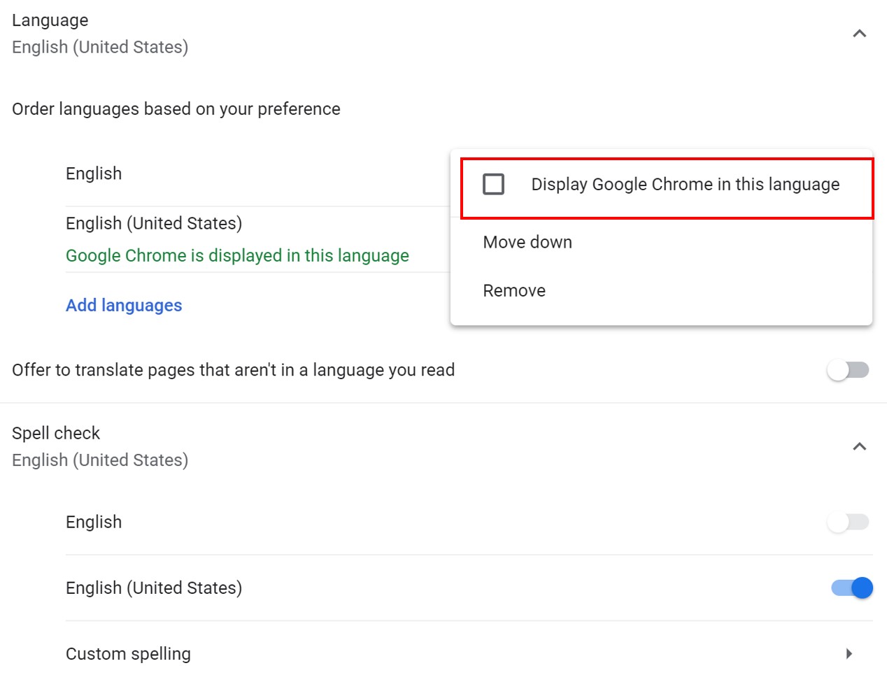 New Language Selection in Google Chrome